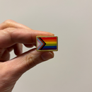 Progress Pride Flag Pin | LGBTQ Rainbow Flag Gold and Enamel Pin Brooch