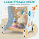 Wooden Baby Walker Push and Pull Learning Activity Center with Wheels-Blue