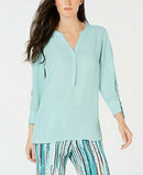 JM Collection Split-Neck Grommet-Sleeve Top