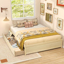 Queen Size Bed Frame with 2 Rolling Storage Drawers