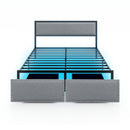 Full/Queen/Twin Size Bed Frame with LED Lights Drawer and Metal Slats