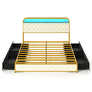Twin/Full/Queen Size Bed Frame with LED Lights and Charging Station Gold