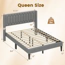 Queen Size Dutch Velvet/Linen Fabric Upholstered Platform Bed with Wingback Headboard and Wooden Slat Support