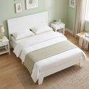 Queen Size Platform Bed Frame with Headboard - White