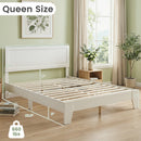 Queen Size Platform Bed Frame with Headboard - White