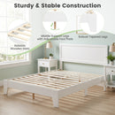 Queen Size Platform Bed Frame with Headboard - White