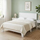 Queen Size Platform Bed Frame with Headboard - White