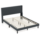 Queen Size Upholstered Bed Frame with Button Tufted Wingback Headboard and Wooden Slats Support Mattress Foundation-Gray