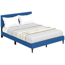 Queen Size Upholstered Platform Bed with Button Tufted Headboard