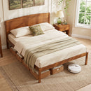 Queen Platform Bed Frame with Curved Headboard - Walnut
