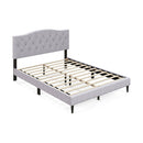 Queen Size Upholstered Platform Bed with Button Tufted Headboard-Queen Size