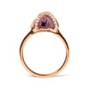 14K Rose Gold 1/5 Cttw Diamond Wrapped 15x15 MM Purple Amethyst Cocktail Ring (G-H Color, SI1-SI2 Clarity)