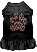 Christmas Pet Dog & Cat Dress Rhinestone, "Candy Cane Chevron Paw"
