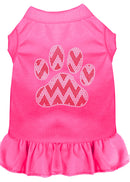 Christmas Pet Dog & Cat Dress Rhinestone, "Candy Cane Chevron Paw"