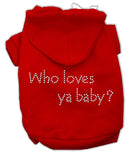 Pet, Dog & Cat Hoodie Rhinestone, "Who Loves Ya Baby?"