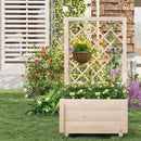 Raised Garden Bed Wooden Elevated Planter Box with Lattice Trellis-S