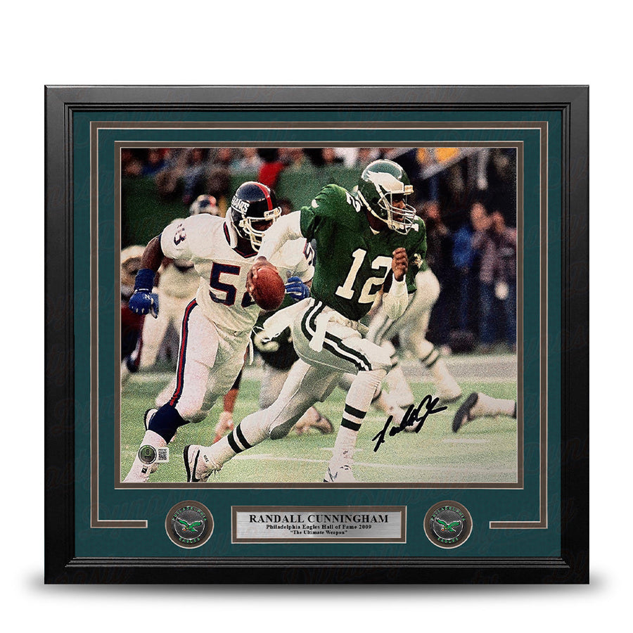 Randall Cunningham Running v. the Giants Philadelphia Eagles Autographed 16x20 Framed Football Photo