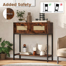 Rattan Console Table Boho Entryway Table with 2 Rattan Drawers and Open Storage Shelf