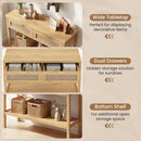 Rattan Console Table with 2 Drawers and Bottom Shelf