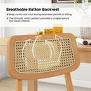 Rattan Dining Chair Set of 2 with Can Back and Rubber Wood Frame-Natural