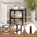 Round Rattan Side Table with Tempered Glass Top