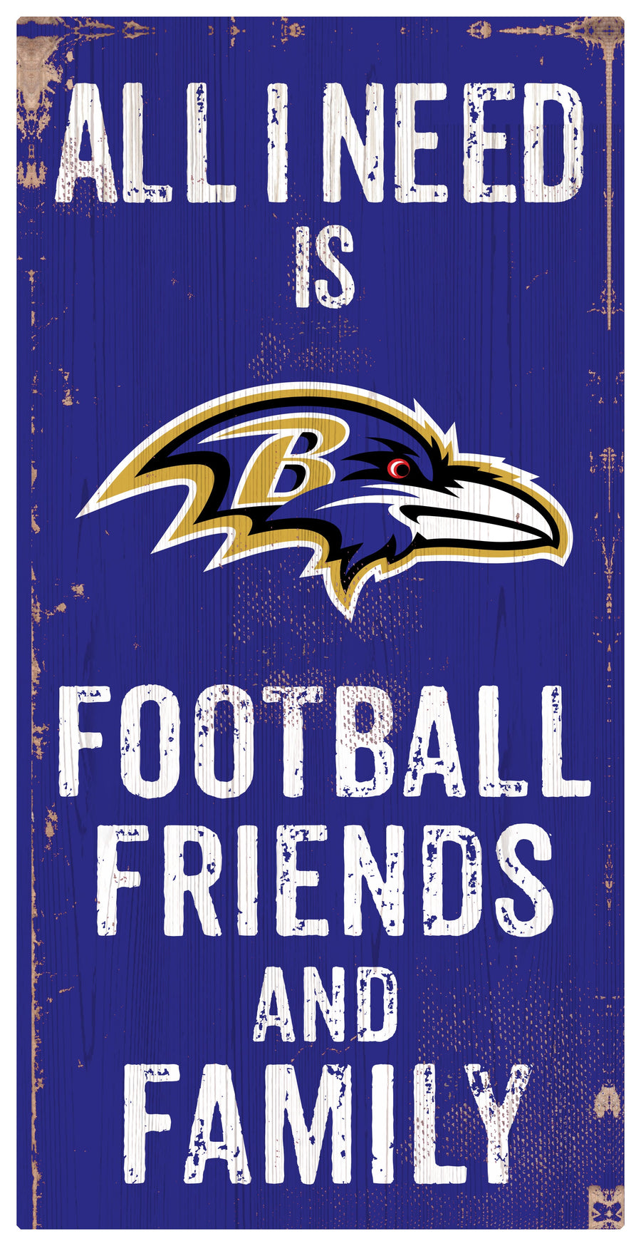 Baltimore Ravens Football, Friends, & Family Wood Sign
