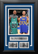 Ray Allen & Steph Curry 3-Point Record-Breaking Celebration 8" x 10" Framed Basketball Photo with Engraved Autographs