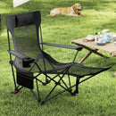 Reclining Camping Chair with Removable Footrest and Adjustable Backrest