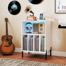 Record Player Stand with LED Light and Charging Station