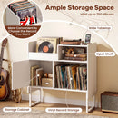 Record Player Stand with Power Outlets and Vinyl Storage Holder up to 250 Albums