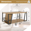 Rectangle Coffee Table 2-tier Industrial Accent Table with Storage Shelf and Compartment