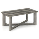 Rectangle Coffee Table Rubber Wood Base with X-Shaped Base-Gray