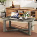 Rectangle Coffee Table Rubber Wood Base with X-Shaped Base-Gray