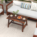 Solid Wood Patio Coffee Table with Slatted Tabletop