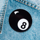Retro 8 Ball Pin 1.4" Stylish Metal Alloy Brooch | Billiards Ball in Black and White