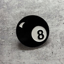 Retro 8 Ball Pin 1.4" Stylish Metal Alloy Brooch | Billiards Ball in Black and White