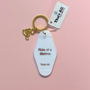 Ride of a Lifetime Motel Style Keychain in White with Gold Hardware