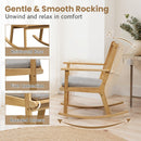 Rocking Chair with Cushion Solid Rubber Wood Rocker with Padded Seat-Natural