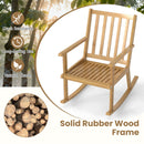 Rocking Chair with Cushion Solid Rubber Wood Rocker with Padded Seat-Natural