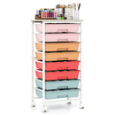8-Drawer Rolling Storage Cart with Wooden Top and Lockable Wheels
