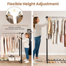 Rolling Clothes Rack Double Rod Garment Rack with Adjustable Height