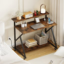 Rolling Computer Desk with Charging Station and Monitor Shelf Storage for Home Office