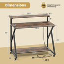 Rolling Computer Desk with Charging Station and Monitor Shelf Storage for Home Office