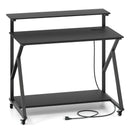 Rolling Computer Desk with Charging Station and Monitor Shelf Storage for Home Office