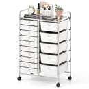 Rolling Storage Cart 15-Drawer Trolley with Chrome Plated Metal Frame