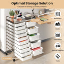 Rolling Storage Cart 15-Drawer Trolley with Chrome Plated Metal Frame