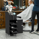 Salon Trolley Cart 360° Rolling Tool Cart Mobile Storage Station with 4 Lockable Wheels-Black