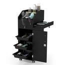 Salon Trolley Cart 360° Rolling Tool Cart Mobile Storage Station with 4 Lockable Wheels-Black