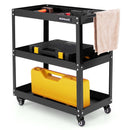3-Tier Rolling Tool Cart with Spacious Shelves 4 Universal Wheels and 2 Brakes