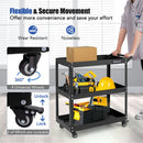 3-Tier Rolling Tool Cart with Spacious Shelves 4 Universal Wheels and 2 Brakes